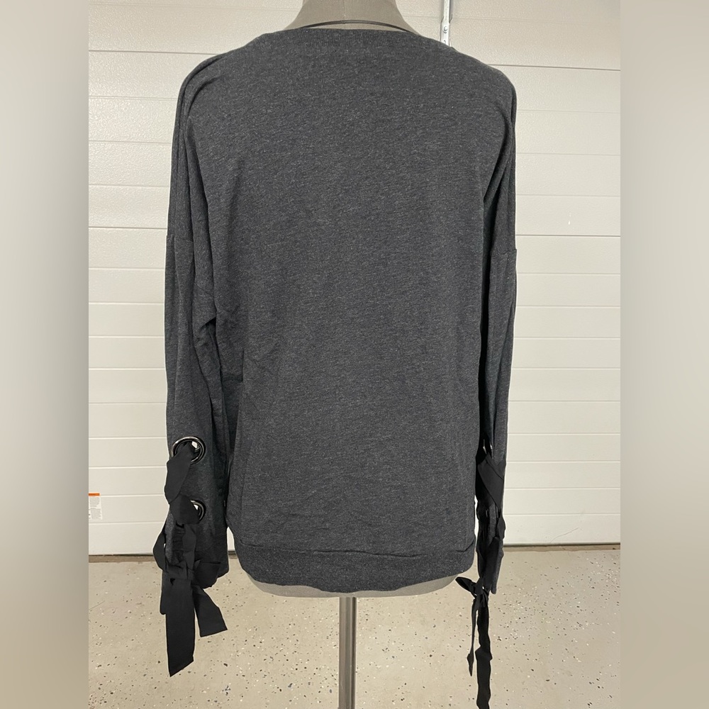 Grey cable and gauge sweater